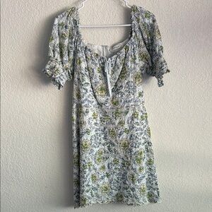 Avec Les Filles Green and Blue Floral Midi Dress